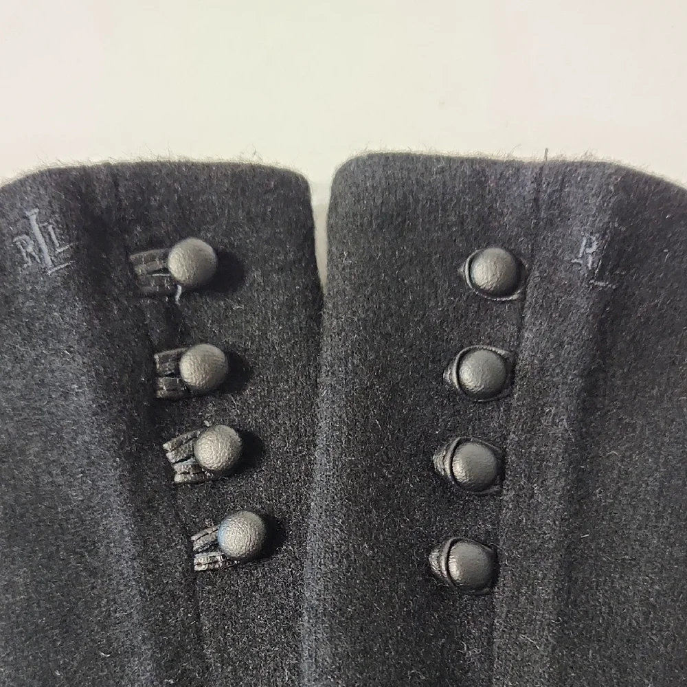 Lauren Ralph Lauren Wool & Cashmere Gloves with Button Detail Black Size Small